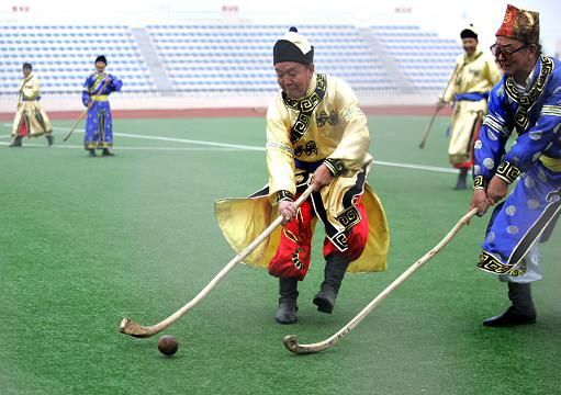 达斡尔族曲棍球图片